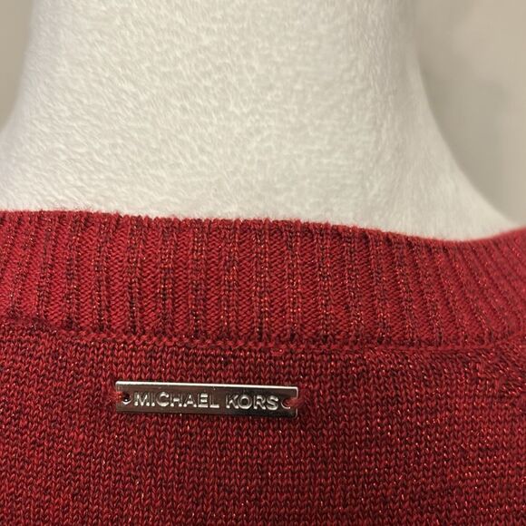 Michael Michael Kors red metallic long sleeve cut out sweater Size S EUC - Picture 7 of 9